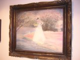 Dívka vstupuje do jezera, nesignováno, okolo 1990,  olej na plátně, 43 x 65 cm, vyvolávací cena 1200 Euro.